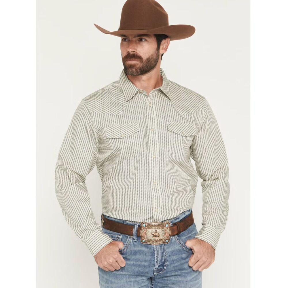 Gibson Men's Pearl Snap Western Collared Shirt Tulsa Striped Long Sleeve